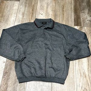 Vintage Contemporary gray 1/4 zip sweater collar polo long sleeve shirt XL